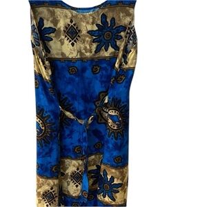Vintage Blue and Gold Dolphin Patterned Sun Dress  One Size